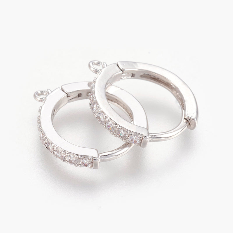 Örhänge med Cubic Zirconia, 16x14x2 mm, 1 par (14321)