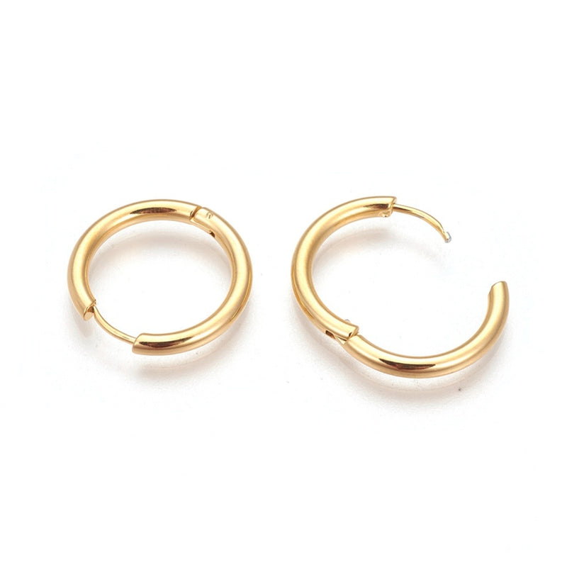 Örhänge, Rostfritt stål, guld, 19x2,5 mm,  1 par (14322)