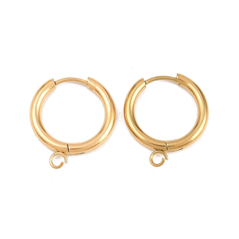 Örhänge med ögla för berlock, Rostfritt stål, guld, 19,5x2,5 mm, 1 par (14325)