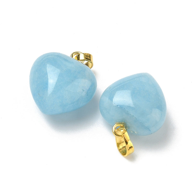 Naturlig Akvamarine hjärta, 18x15x7 mm, 1 st (14344)
