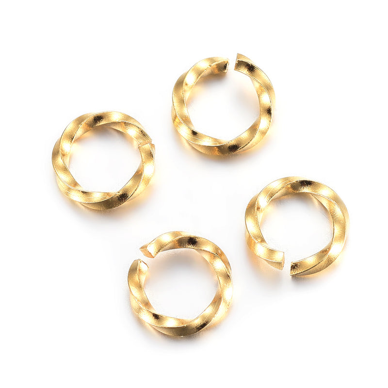 O-ringar, tvistade, Rostfritt stål, guld, 6x1 mm, 20 st (14375)