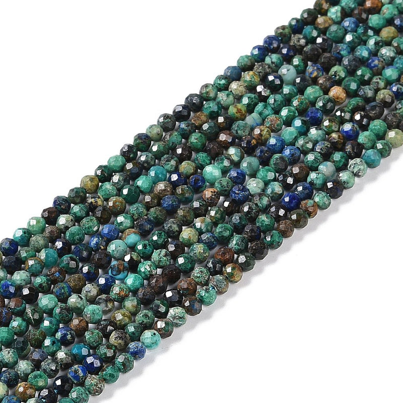Naturlig Krysokoll och Lapis Lazuli, facetterad, 3 mm, 1 sträng (14394)