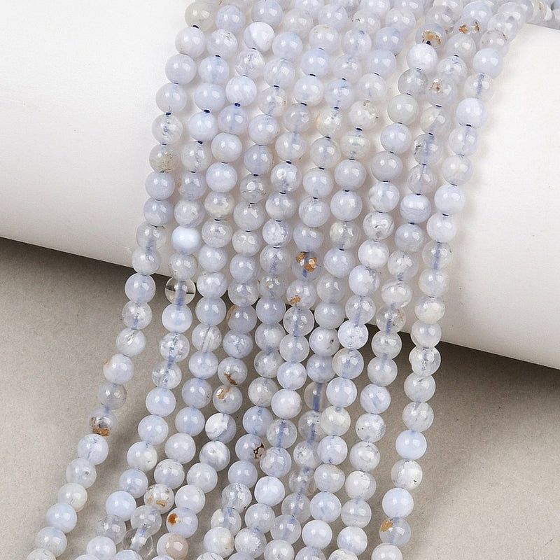 Naturlig Blue Lace Agat, 3,5 mm, 1 sträng (14396)