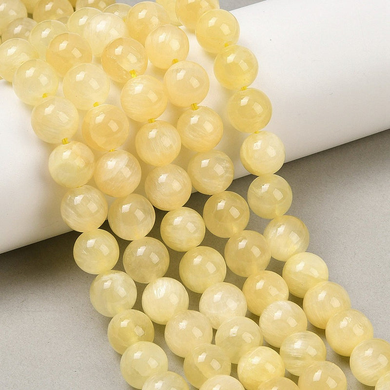 Naturlig Guld silkes Jade, 8 mm, 1 sträng (14408)