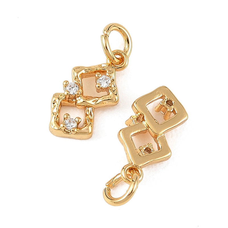 Hänge med kvadrater, cubic zirconia, 11x6x2 mm, 1st (14413)