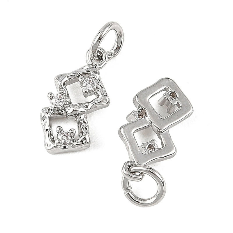 Hänge med kvadrater, cubic zirconia, 11x6x2 mm, 1st (14414)