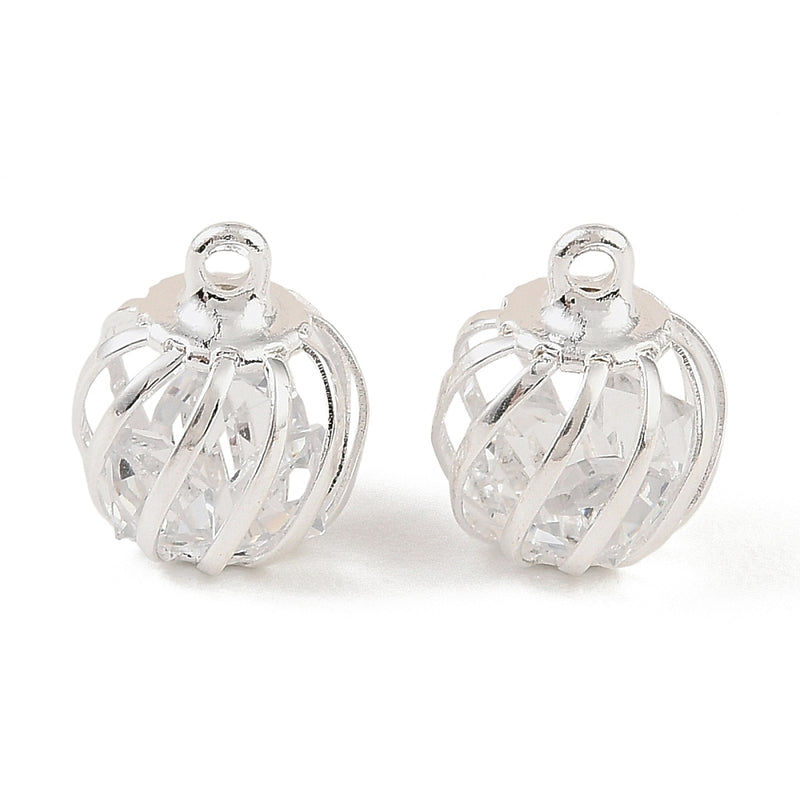 Hänge med glaskula, 14x12 mm, silver (14422)