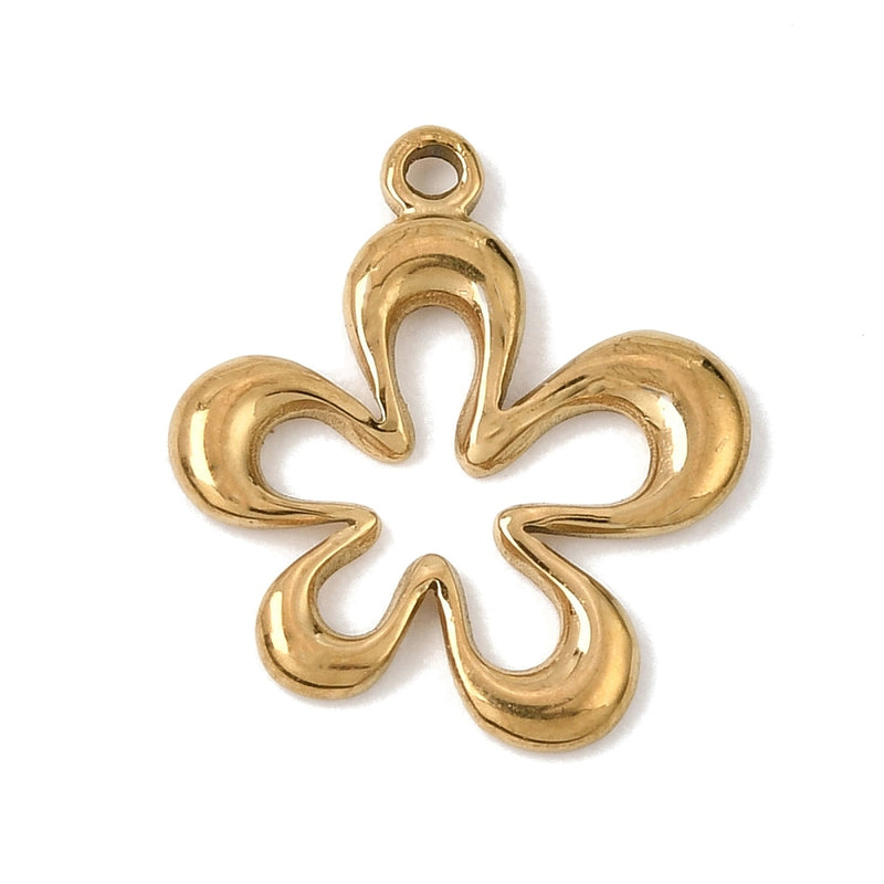 Blomma, Rostfritt stål, guld, 1 st (14436)