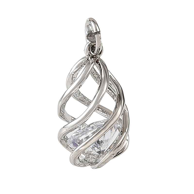 Hänge, spiral korg med Cubic Zirconia sten, 1 st (14442)