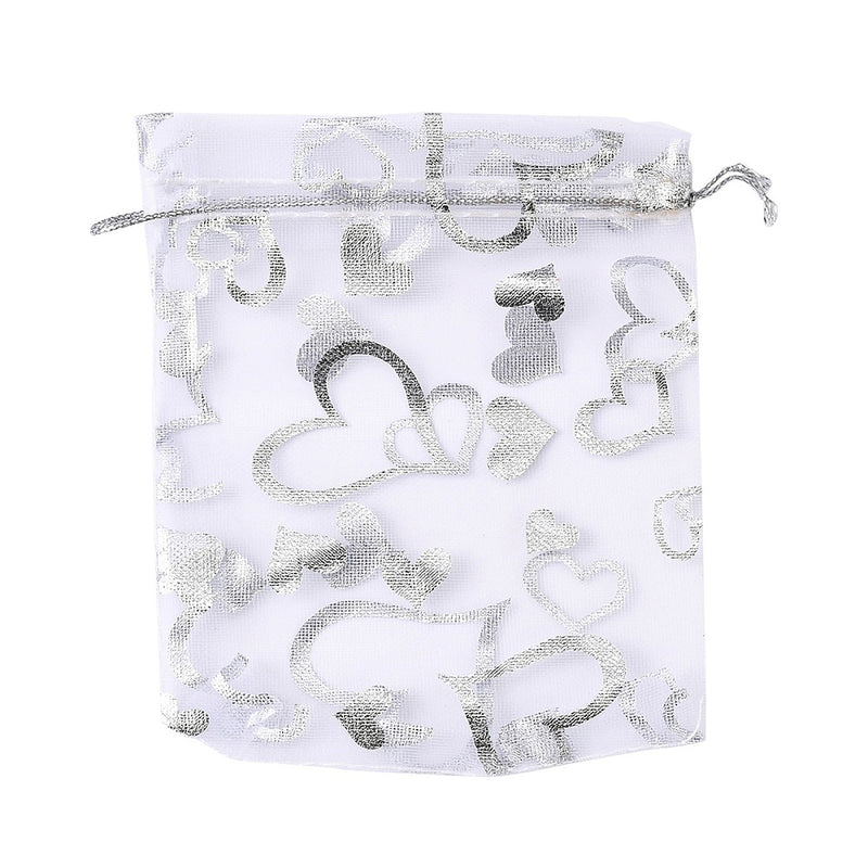 Organza påsar, 12x10 mm, hjärtan,10 st (13454)