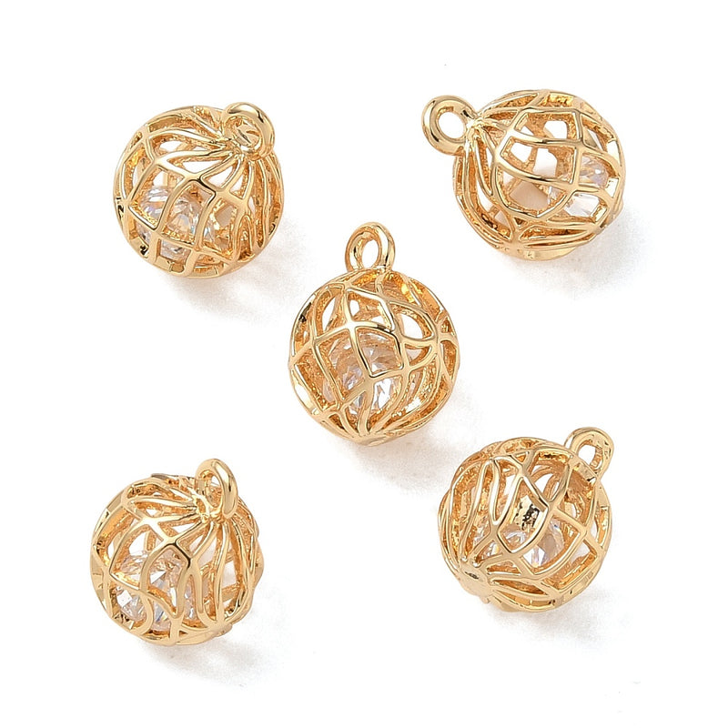 Hänge, boll med Cubic Zirconia, guld, 1 st(14460))