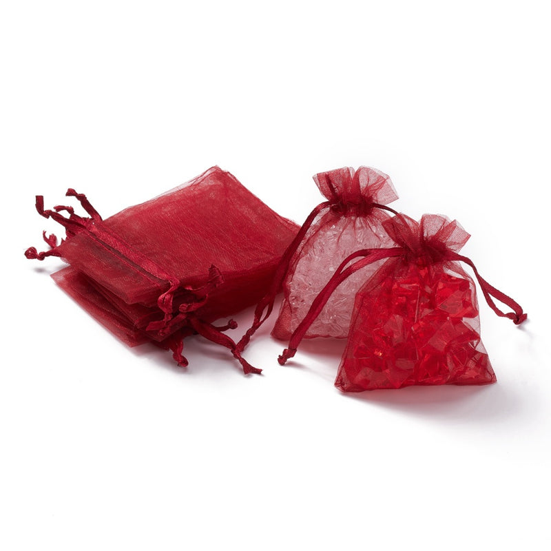 Organza påsar, 7x9 cm, röda, 10 st (14561)
