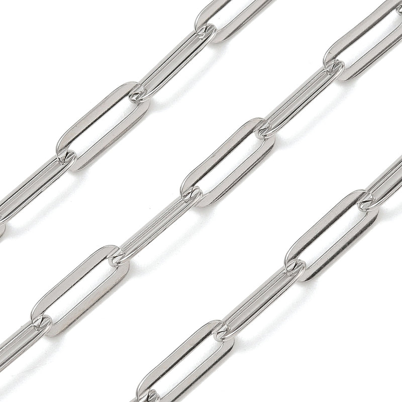 Paper clip kedja, rostfritt stål, 12x4x0,5 mm, 1 m (14563)