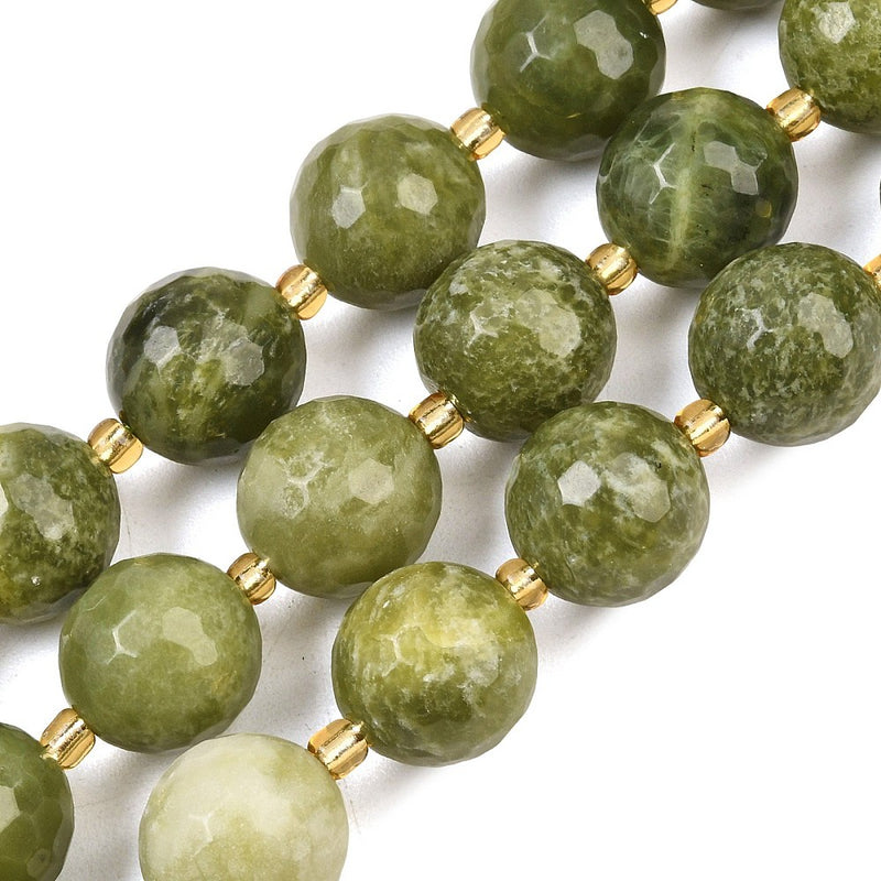 Naturlig Taiwan Jade, facetterad, rund, 16 mm, 1 sträng (14567)