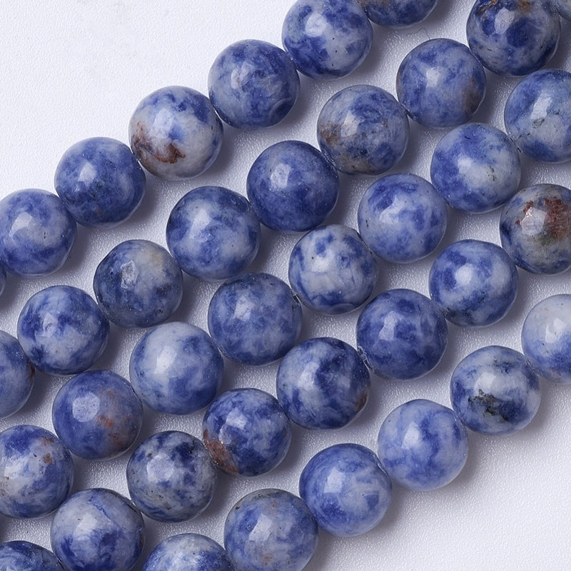 Naturlig Blue Spot Jaspis, rund , 8 mm, 1 sträng (14569)