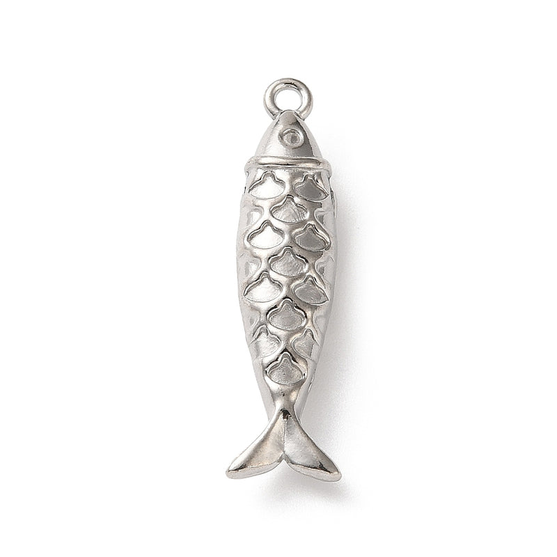 Fisk, hänge i rostfritt stål, 27x 7 mm, stål, 1 st (14477)
