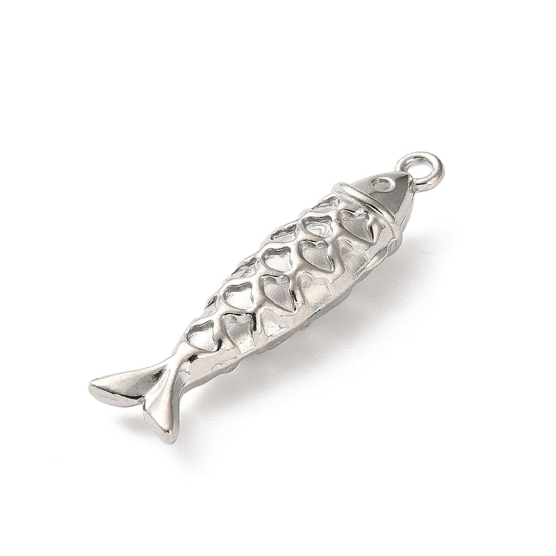 Fisk, hänge i rostfritt stål, 27x 7 mm, stål, 1 st (14477)