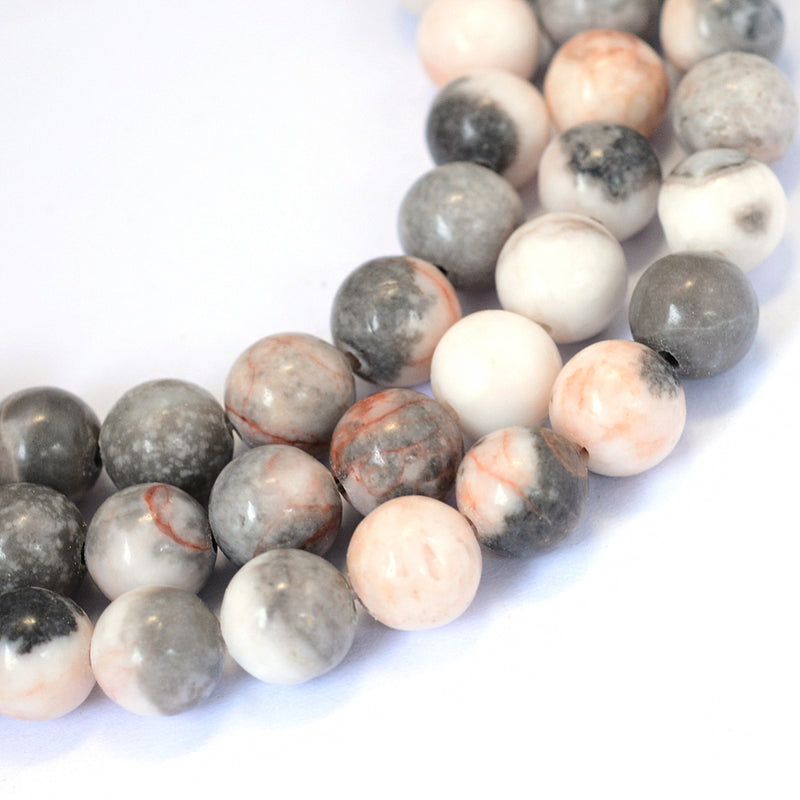 Zebra Jasper, naturlig, 6 mm, 1 sträng (14483)