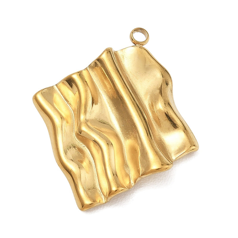 Romb, vågig, hänge i rostfritt stål, 22 x20 mm, guld, 1 st (14488)