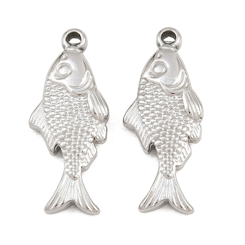 Fisk, hänge i rostfritt stål, 28x12 mm, 1 st (14492)