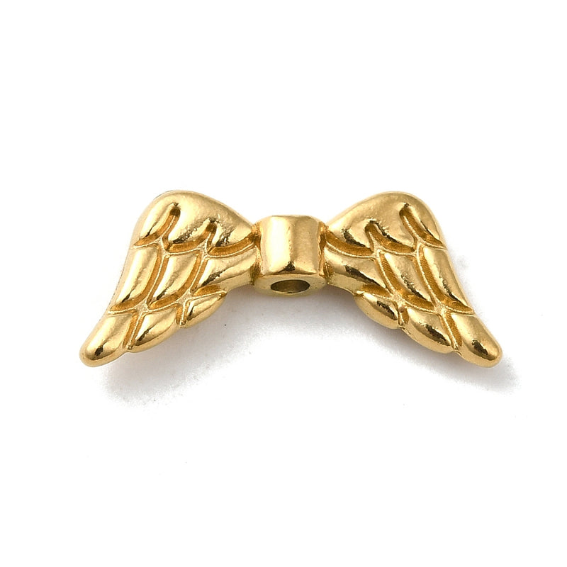 Vingar, rostfritt stål, 18K guld pläterade, 19x8 mm, 2 st (14501)