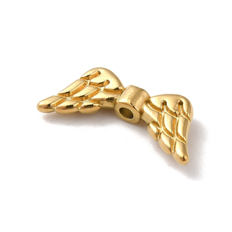 Vingar, rostfritt stål, 18K guld pläterade, 19x8 mm, 2 st (14501)