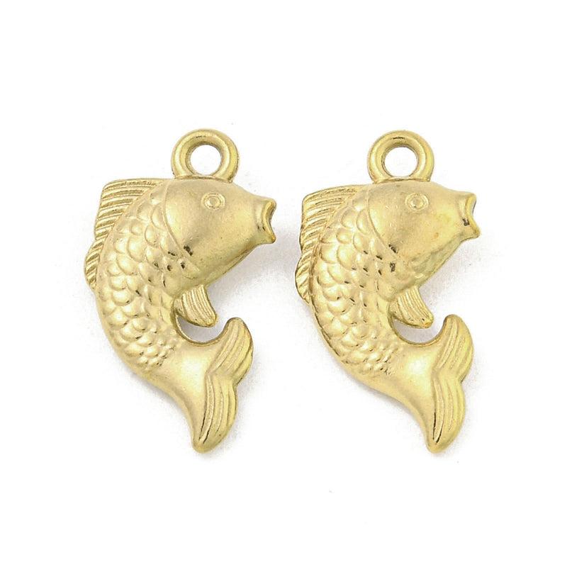 Fisk, hänge i rostfritt stål, 17x10 mm, 18K guld pläterad, 1 st (14500)