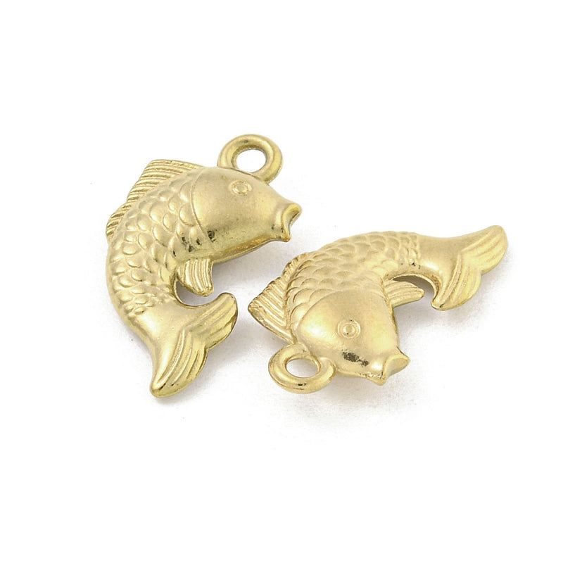 Fisk, hänge i rostfritt stål, 17x10 mm, 18K guld pläterad, 1 st (14500)