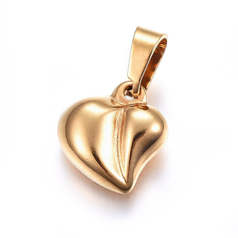 Hjärta, Rostfritt stål, guld,  1 st, (12290)