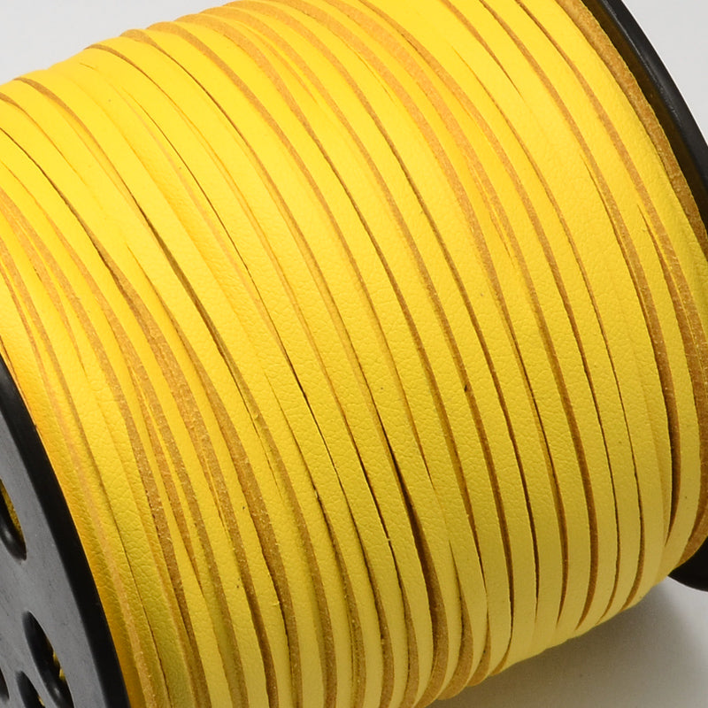 Mockaläder, gult, 3x1,5 mm. 1 meter (12343)