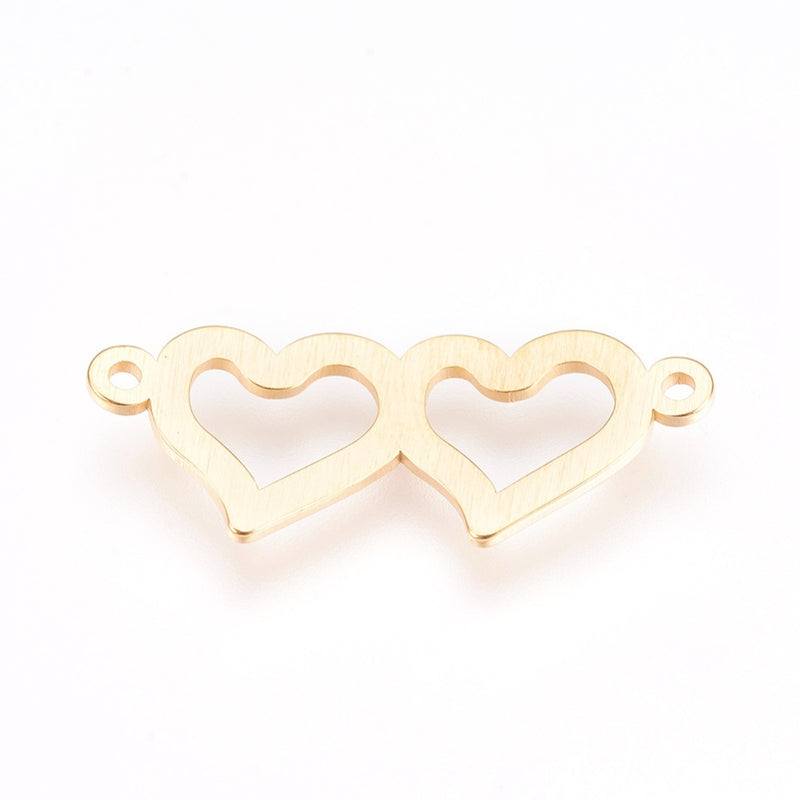 Connector hjärtan, Rostfritt stål, Guld, 1 st, (12428)