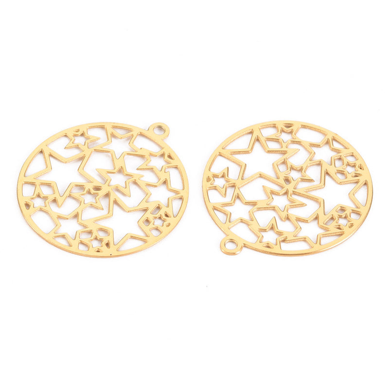 Hänge med stjärnor, Kirurgiskt stål, guld, 1 st, (12567)