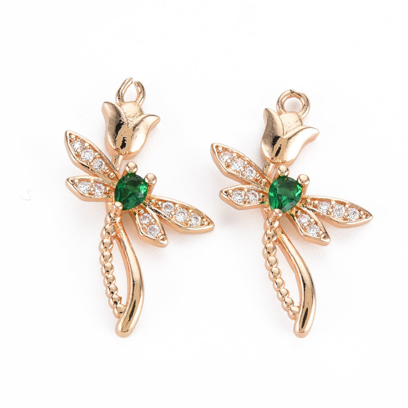 Trollslända, Cubic Zirconia, guld, 1 st, (12725)