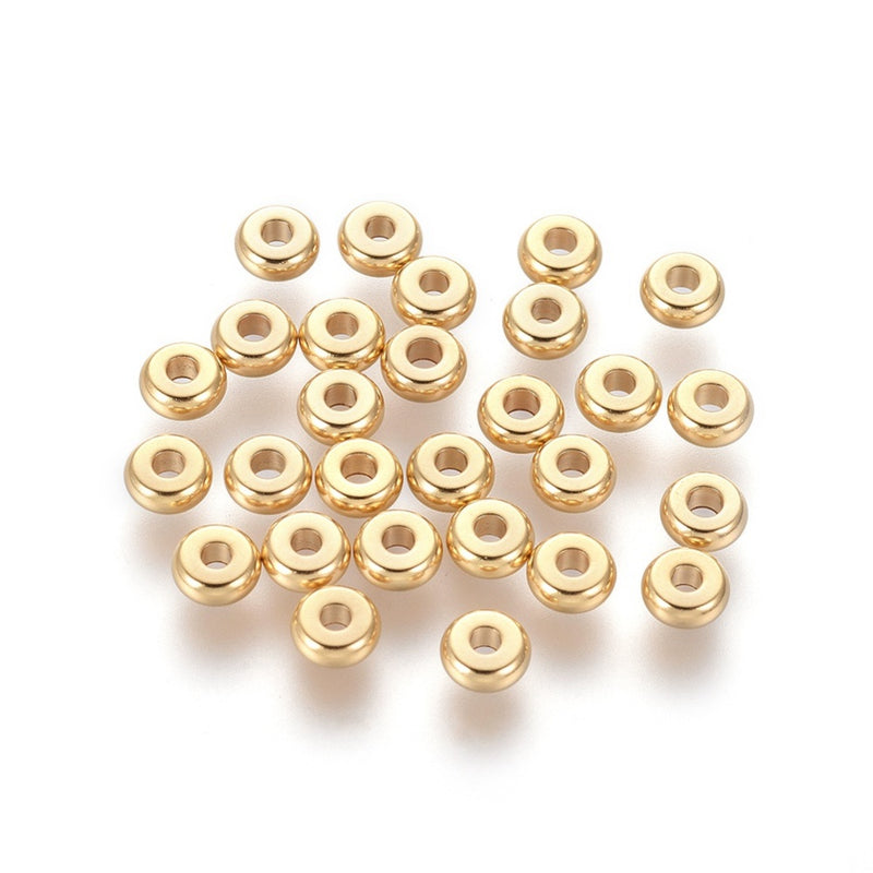 Rondell, Rostfritt stål, mellandel, guld , 5x2 mm, 1st, (12737)