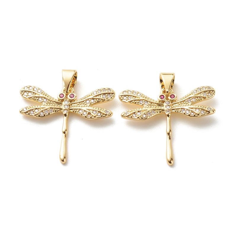 Trollslända  Cubic Zirconia, guld, 18x21x3 mm, 1st, (12820)