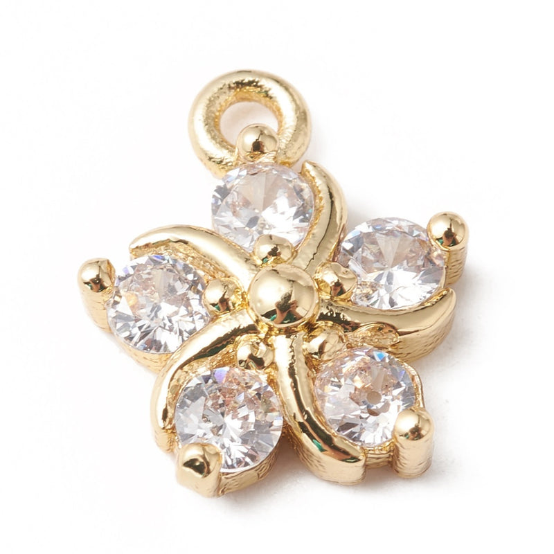 Blomma, Cubic Zirconia, guld, 11x9x3,5 mm, 1st, (12891)