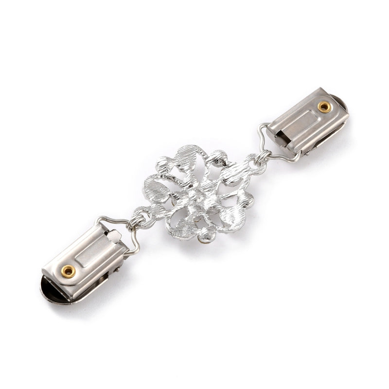 Koftspänne med blomma och rhinestone, 1 st (12912)