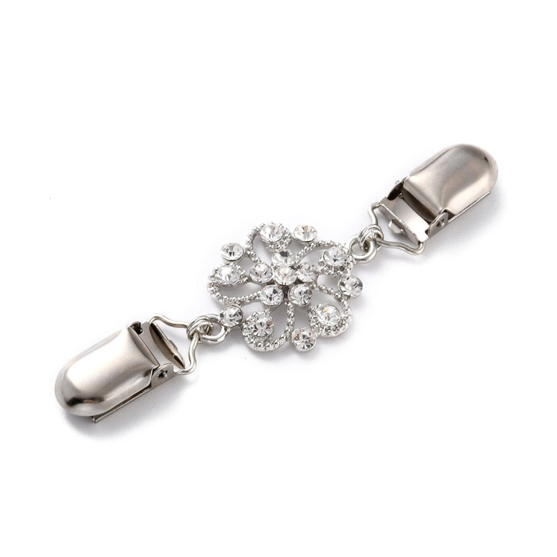 Koftspänne med blomma och rhinestone, 1 st (12912)