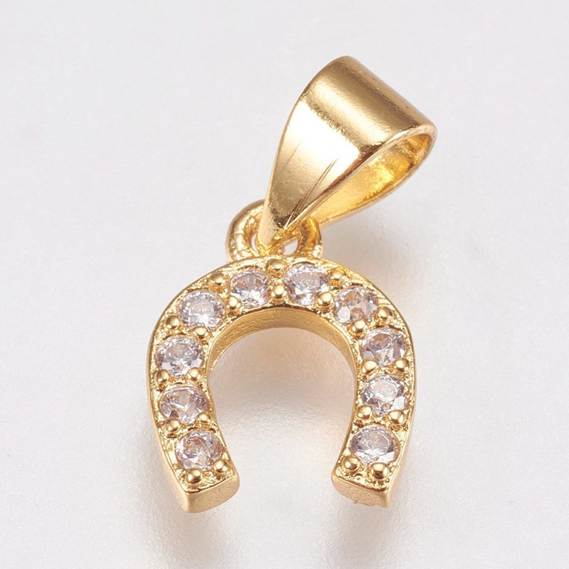 Hästsko, Cubic Zirconia, guld, 11x8x2 mm, 1 st, (13001)