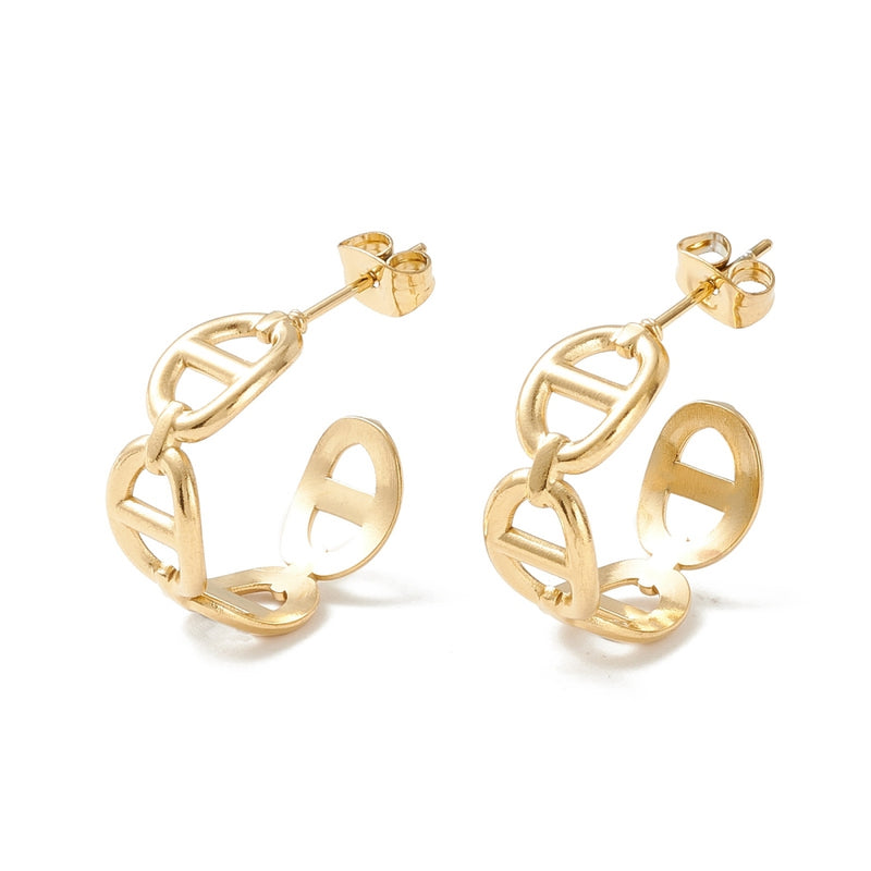 Stiftörhänge, Rostfritt stål, guld, 1 st, (13067)