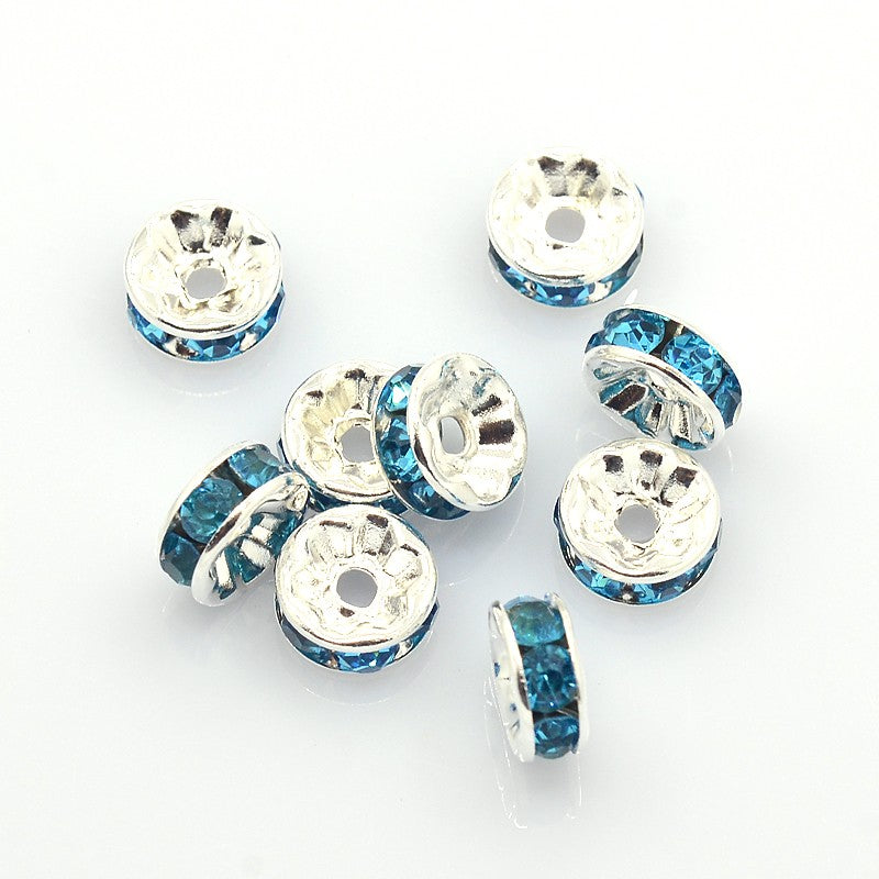 Rondell,  Rhinestone, turkos, 8x4 mm, 5st, (13091)