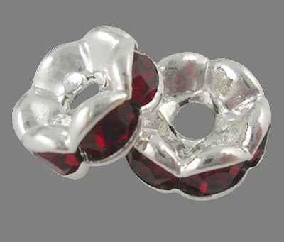 Rondell,  Rhinestone, 6x3 mm, röd, 1 st, (13097)