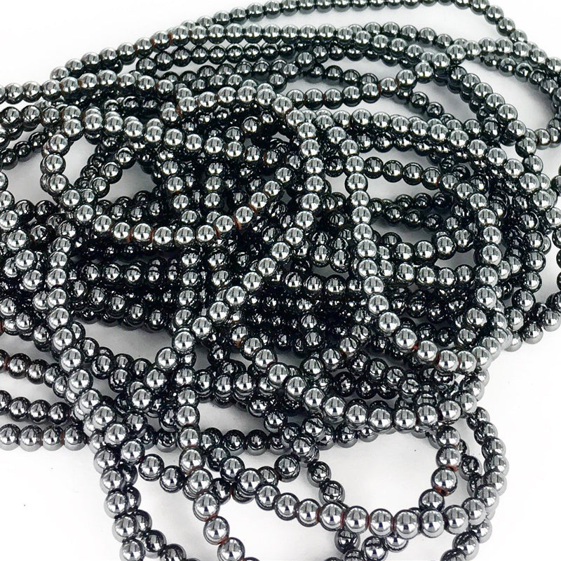 A087 Hematit 3 mm rund. 1 sträng.