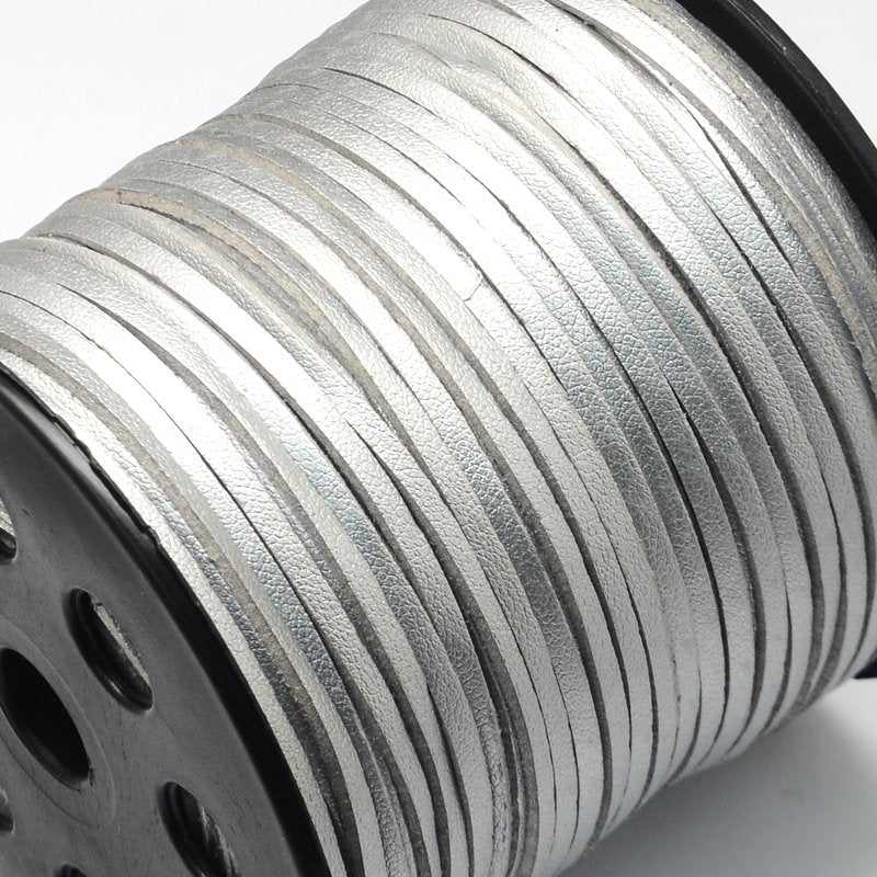 Mockaläder silver3 x 1,5 mm. 1 meter (12200)