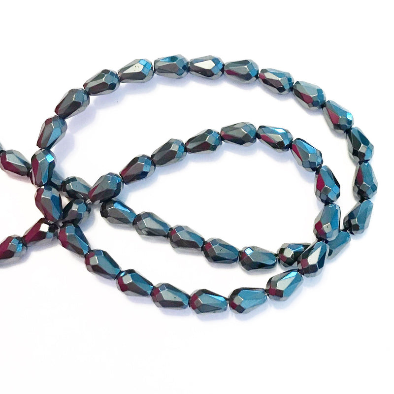 12131 Hematit facetterad droppe, 1 sträng