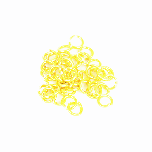 H046 Aluminiumringar 19ga  9/64". Gul. 50 st.